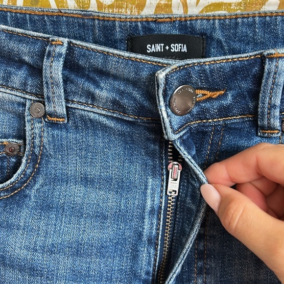 NWT SAINT + SOFIA Emma High Rise Straight Leg Jeans in Mid Blue size 4 (26”) - Picture 3 of 15